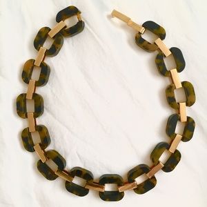 J. Crew Tortoise and Brass Link Necklace